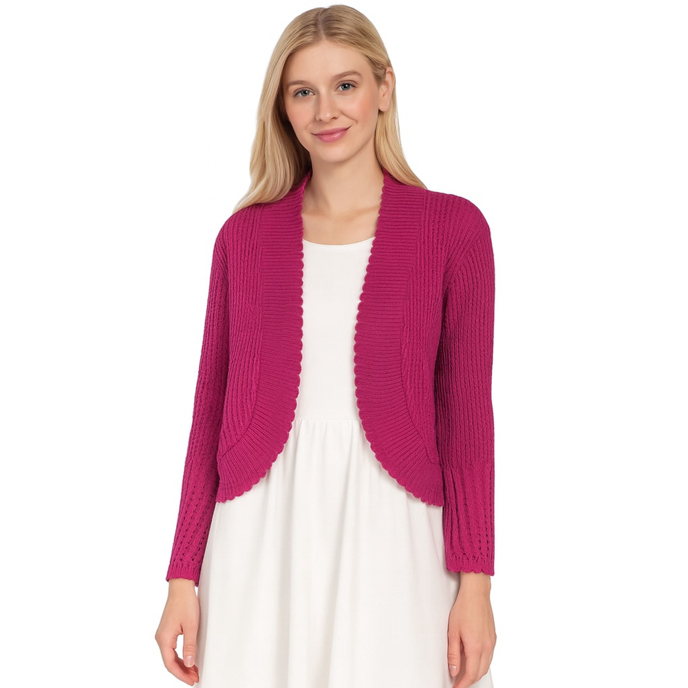 NWT Women’s Notations Magenta Open Knit Cardigan Sweater XL